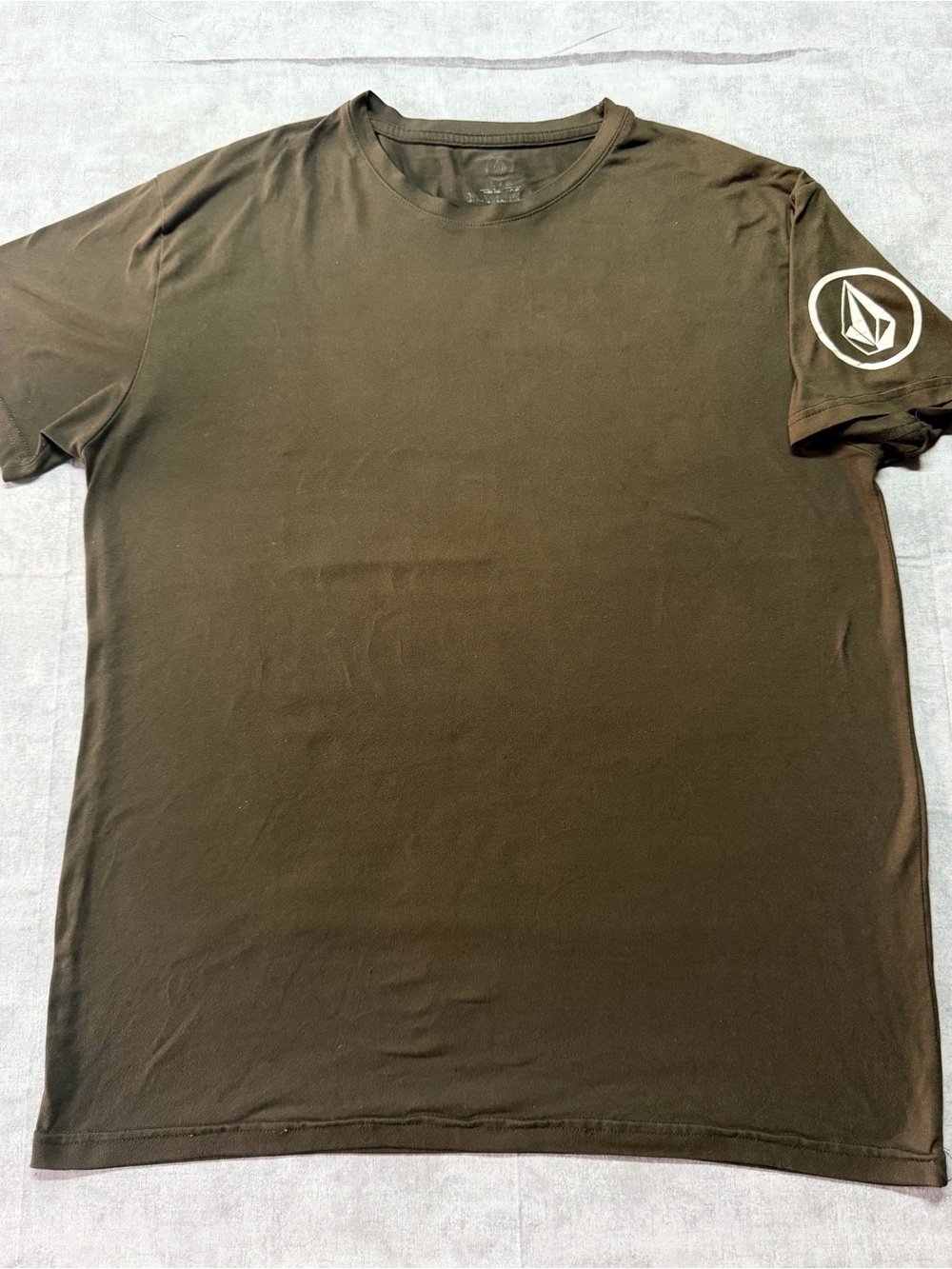 VOLCOM STONE Stretch Crew Short Sleeve Shirt Men L Large Earth Brown